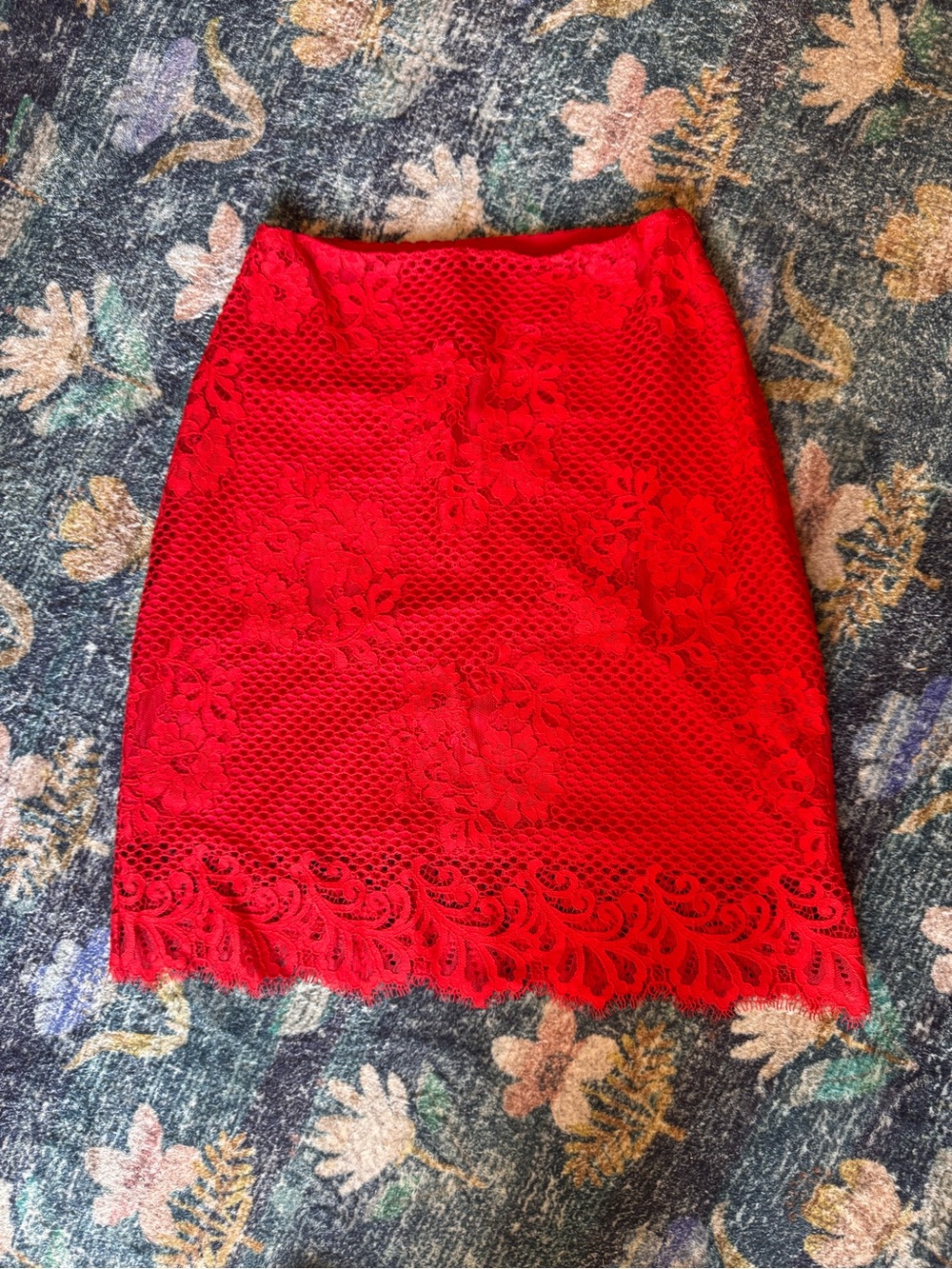 For Love And Lemons Red Lace-Trim Mini Skirt
